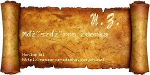 Mészáros Zdenka névjegykártya